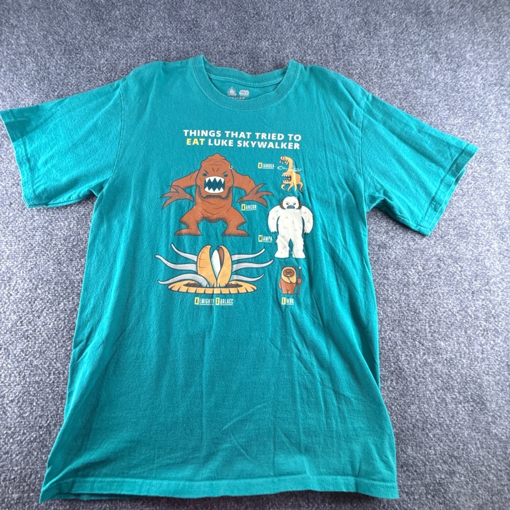 Disney Star Wars Things That Tried To Eat Luke Skywalker Teal Graphic Tee Size M